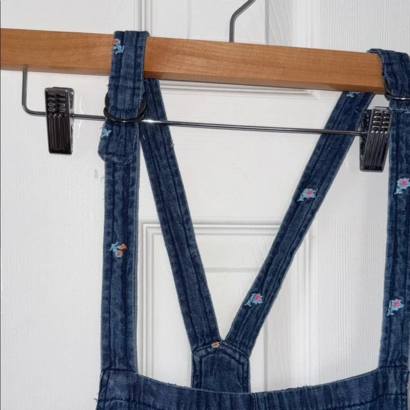 Aerie Denim Floral Romper Overall | 100% Cotton | Women’s L - Picture 6 of 11